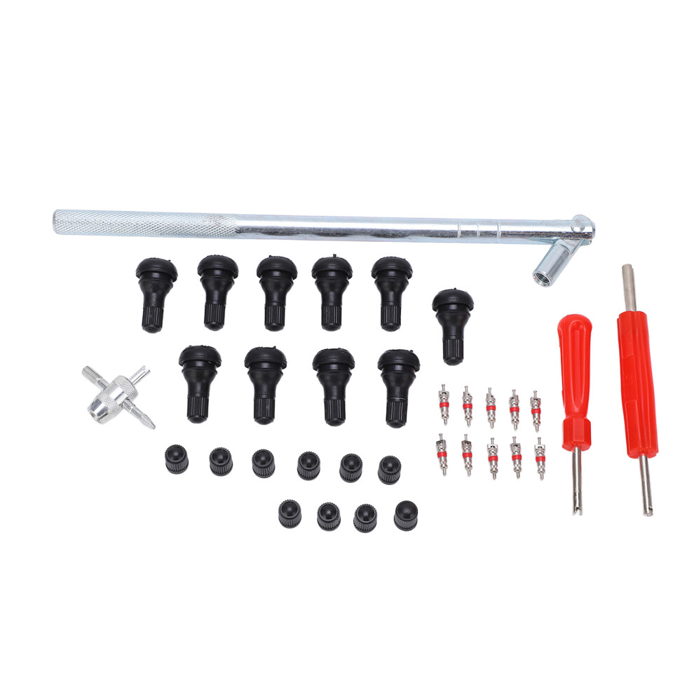 Valve Stem Installation Kit Including Snap-In Valve Stems And Core Remover Tools With Leakage Tested Brass Components For Tubeless Tire Maintenance 9049227041602