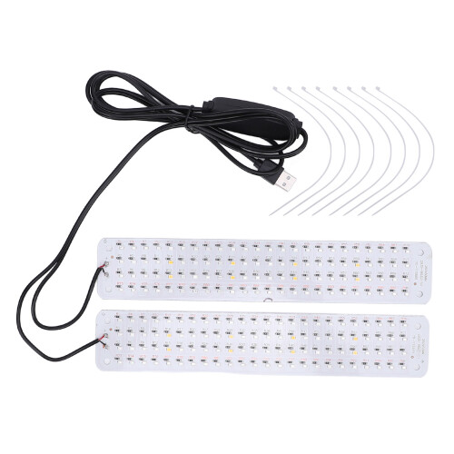 LED Grow Lamp 5V Timer Dimmable 2 Heads Red Blue 3000K 2