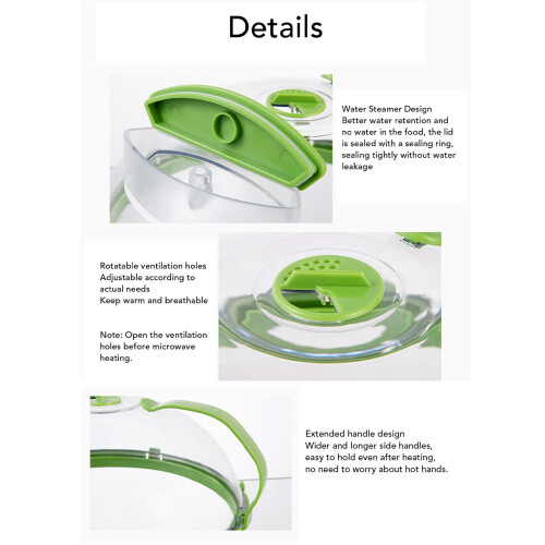 Cubierta para microondas para alimentos - PC transparente, ventilada 2