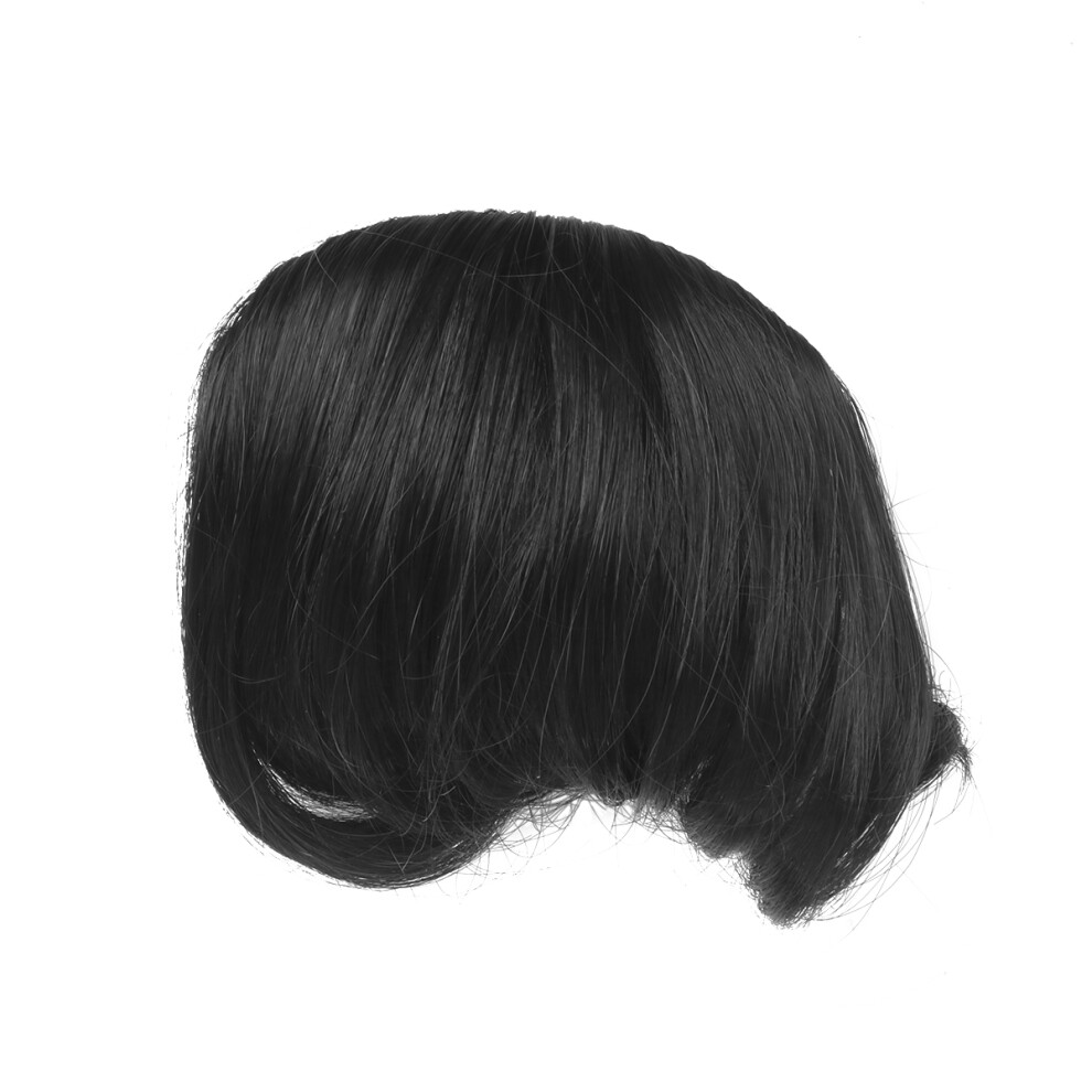 Solustre Unisex Black 3Pcs Long Curly Wig Bangs, Comfortable Women Hair Accessories