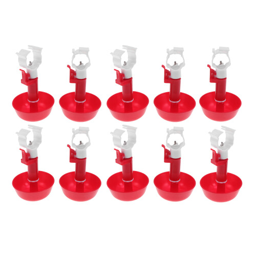 20Pcs Red Automatic Water Feeder Cups Adjustable for Birds and Poultry