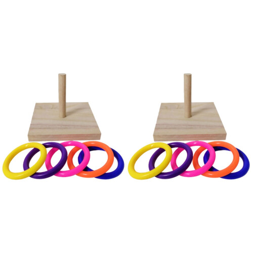 2Pcs Multicolor Parrot Playing Toy Educational Bird Ring Toss Set 1