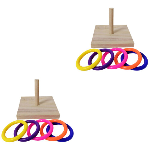 2Pcs Multicolor Parrot Playing Toy Educational Bird Ring Toss Set 2