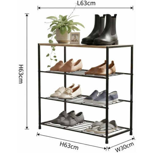 4 Tier Shoe Rack, Metal Shoe Storage 2