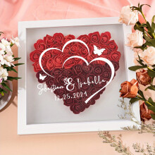 (Wine, 20cm) Herzförmige Schattenbox mit Foto / individuelles Geschenk / Schattenbox / Blumenbox aus Papier / Valentinstagsgeschenke