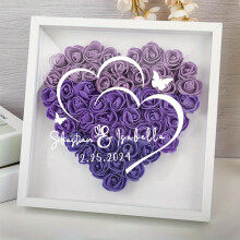 (Purple, 20cm) Herzförmige Schattenbox mit Foto / individuelles Geschenk / Schattenbox / Blumenbox aus Papier / Valentinstagsgeschenke