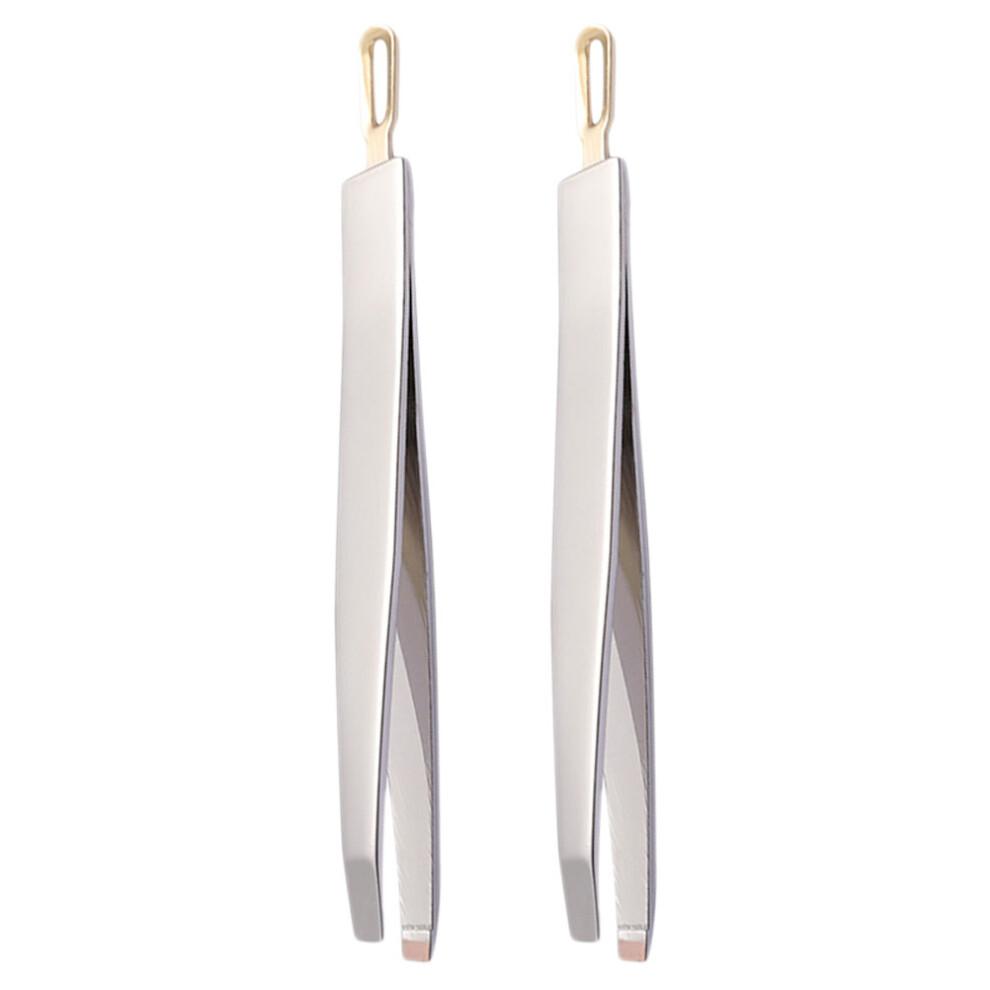 Solustre 6Pcs Lightweight Stainless Steel Eyebrow Tweezers Flat And Slant Tips