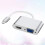 2Pcs Aluminum Alloy 2 in 1 Vga Usb3.1 Type-C Adapter Silver Mini Size 9