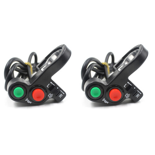 2Pcs Motorcycle E-Bike Switch Black Plastic Headlight Turnlight Horn 1