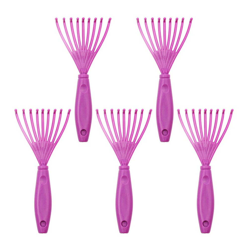 Solustre 10Pcs Rosy Mini Hair Brush Cleaner Portable Brush Remover Tweezers