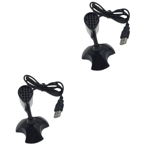 2Pcs USB Computer Microphone Black Plug and Play for Video Calls 2