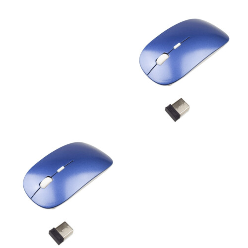 2Pcs Lightweight Blue Flat Wireless Mouse Gaming Laptop -Level Dpi 2