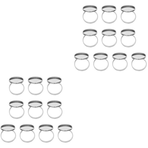20Pcs Stainless Steel Ring Base Adjustable Silver DIY Ring Findings 2