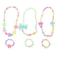 15Sets Decorative Kids Necklace Bracelet Bow-Tie Colors Party Wear