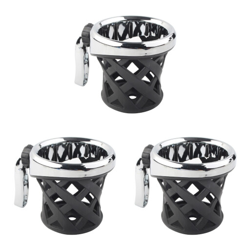 3Pcs Motorcycle Cup Holder Silver Aluminum Handlebar Drink Holder 1