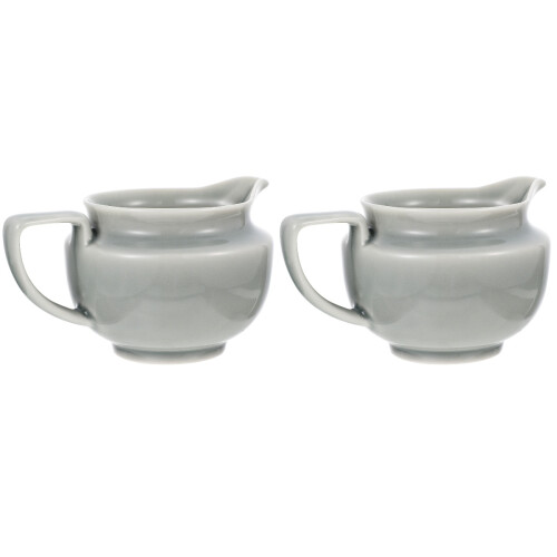 2Pcs Kitchen Sauce Serving Pitcher Ceramic Milk Frother Cup Grey 1