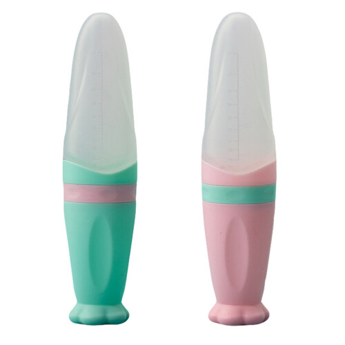 4Pcs Assorted Color Silicone Infant Rice Cereal Squeeze Spoon Bottles
