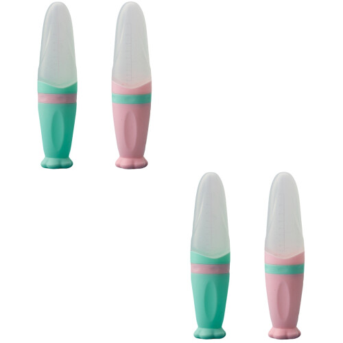 4Pcs Assorted Color Silicone Infant Rice Cereal Squeeze Spoon Bottles 2