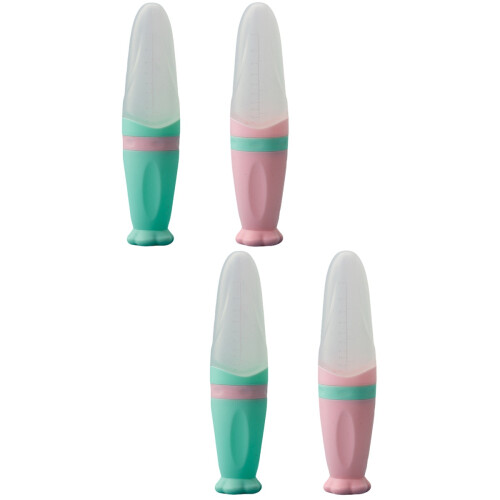 4Pcs Assorted Color Silicone Infant Rice Cereal Squeeze Spoon Bottles 1