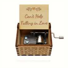 (Style 1) 1 Stück Holz-Handkurbel-Spieluhr „Can't Help Falling in Love“, bemalte geschnitzte Spieluhr, Valentinstagspaar