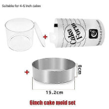 (6in set) Adjustable Round Cake Ring Mold Retractable Fondant Mousse Cake Ring Acrylic Circle Baking Ring Cake Tools Round Cake Form Kit