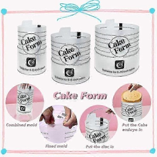 (10in set) Adjustable Round Cake Ring Mold Retractable Fondant Mousse Cake Ring Acrylic Circle Baking Ring Cake Tools Round Cake Form Kit 2