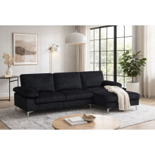 Napoli Jumbo Cord Sectional Corner Right Sofa in Black