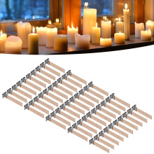 50pcs Wooden Candle Wicks 2.4 x 0.5 Inch with Metal Base for DIY Candle Making