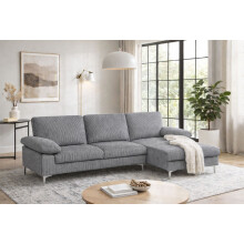 Napoli Jumbo Cord Sectional Corner Right Sofa in Grey