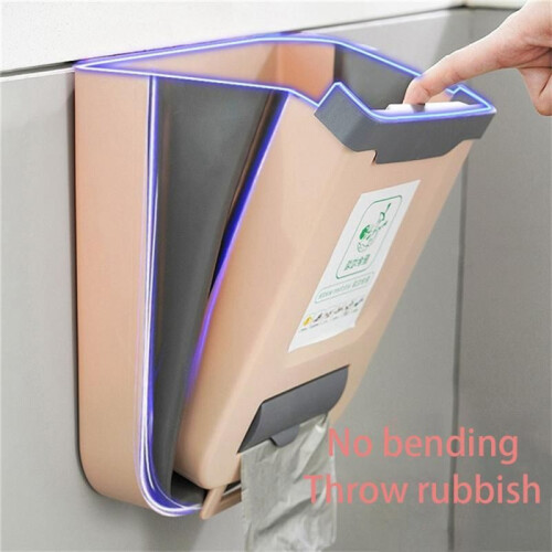 Kitchen Wall-Mounted Folding Trash Can Household Cabinet Hanging Storage Trash Basket Classification Hanging Trash Can 2