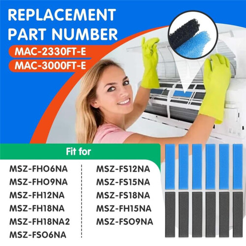 12PCS Replacement Split Air Filter for  Electric -2300FT-E -3000FT-E Air Conditioner Replacement Filters 2