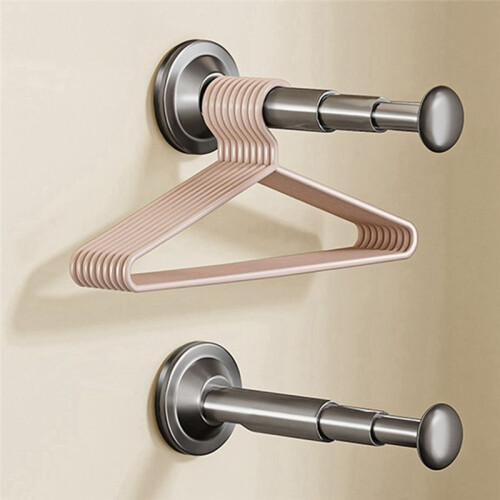 2pcs Suction Cup Clothes Hanger Storage Organizer Home Balcony Multi-Functional Wall-Mounted Hanger Gray 2
