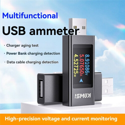 KOWSI USB Ammeter Multi-Function Digital Display  Voltage Ammeter Power Meter Cell Phone Charging Tester 2