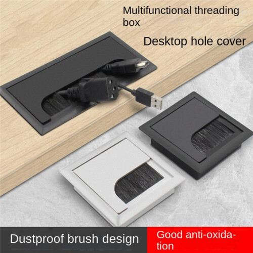 80x80 Office Desk Threading Box Computer Table Wire Hole Cover Threading Hole Square Brush Cover Plate Silver 80x80 2