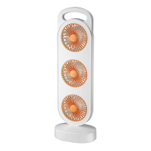 Triple Turbine Design Fan USB Charging High Wind Desktop Fan Home Dormitory Fan Silent Operation White and Orange