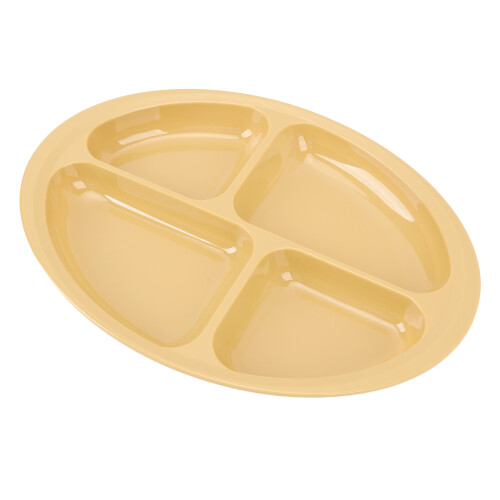 Piatto rotondo in melamina con 4 scomparti, giallo 1