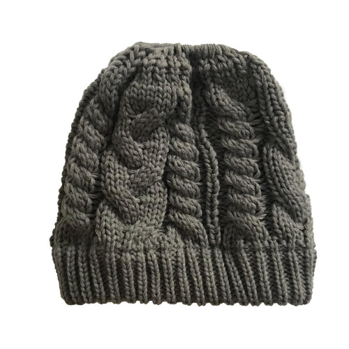 2Pièces Bonnet Hiver Femme Tricoté Style Queue De
