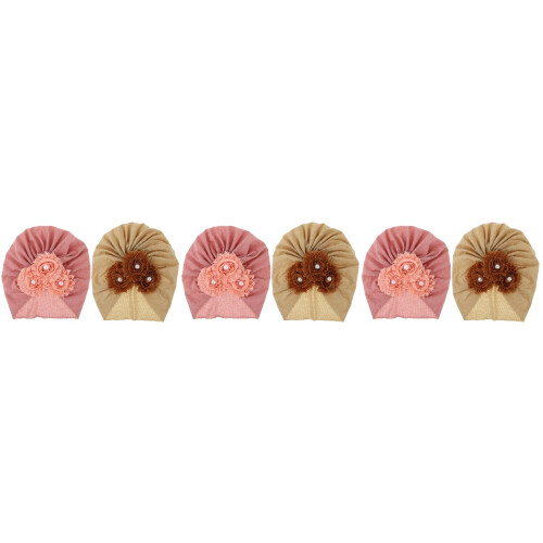 6Pièces Bonnet Turban Coton Élastique Décoratif 2