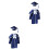 2Pièces Enfants Bleu Marine Lavable Réutilisable Graduation 3