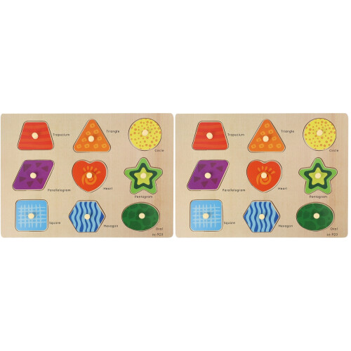 2Ensembles Puzzle Bois Éducatif Couleurs Assorties Jouet D'assemblage 1