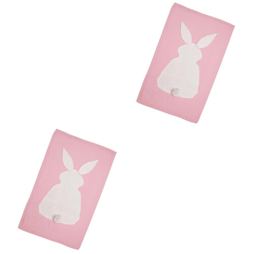 2Pièces Plaid Bébé Rose Tricot Pour Lit Voyage 2