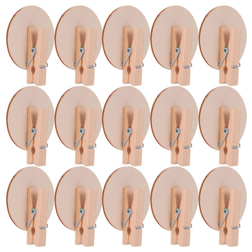 72Pièces Clips En Bois Pour Décor Photos Marron Clair