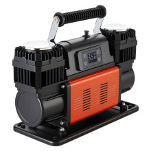 Draagbare Luchtcompressor 12 V-Duoku-met Dubbel Cilinder-300 L/min-1080 W-Automatische Uitschakeling-LCD Scherm en Adapter