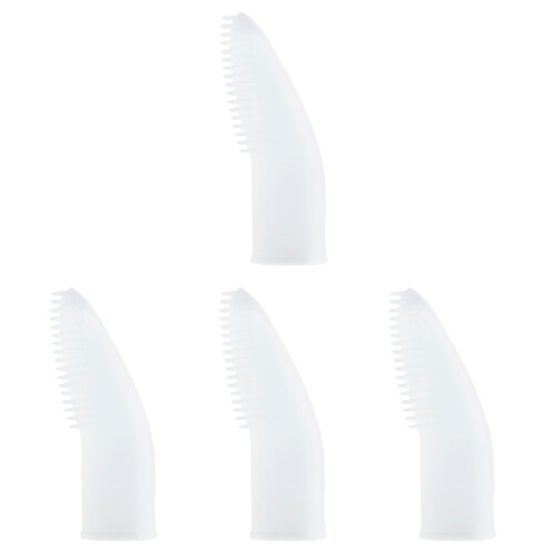 4Pièces Brossettes Silicone Blanches Nettoyage Dents Doux Chats 1