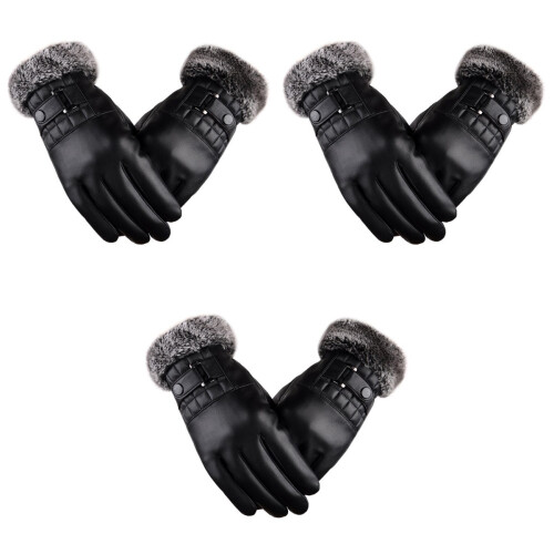 3Pièces Cuir PU Noir Isolants Touchscreen 2