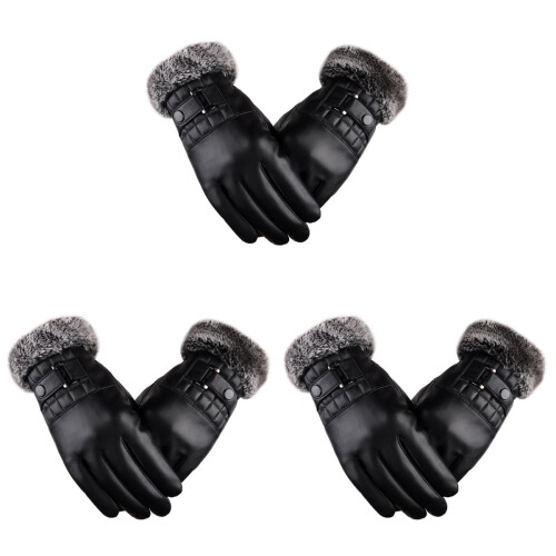 3Pièces Cuir PU Noir Isolants Touchscreen 1