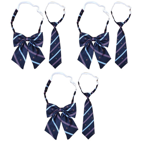 6Pièces Cravates Cosplay Décoratives Rayées Marine Résistantes 2