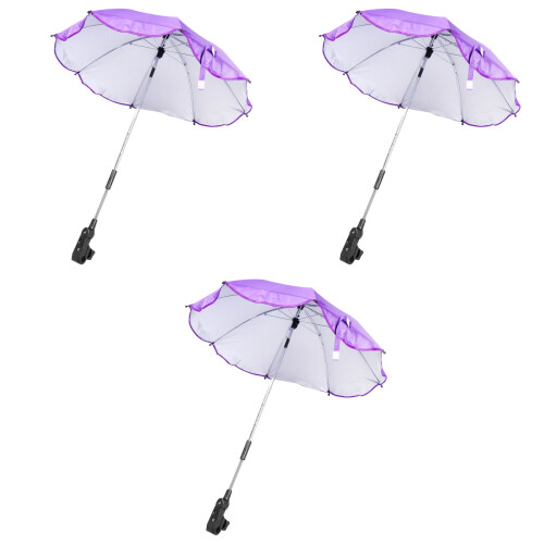 3Pièces Poussette Bébé Violet Compact Usage Longue Durée 2