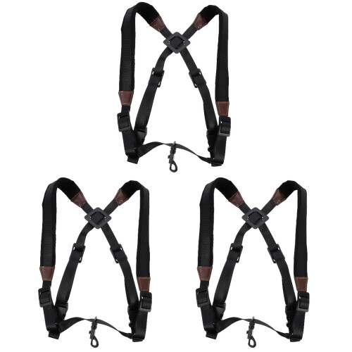 3Pièces Harnais Saxophone Nylon Noir Réglable Confortable Pour 1