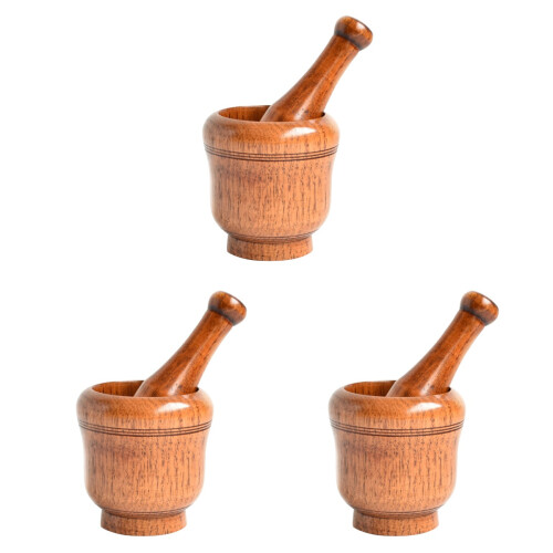 3Pièces Mortier Pilon Bois Ergonomique, Cuisine Moderne 1